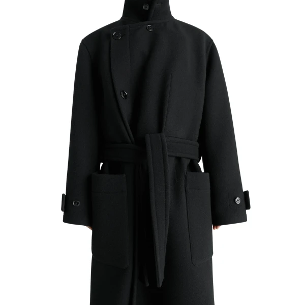 Lemaire Wrap Coat in Wool - Coats - Parisian Minimalist Luxury at Luxury Shoes 