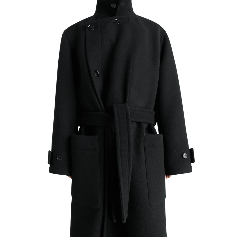 Lemaire Wrap Coat in Wool - Coats - Parisian Minimalist Luxury at Luxury Shoes 