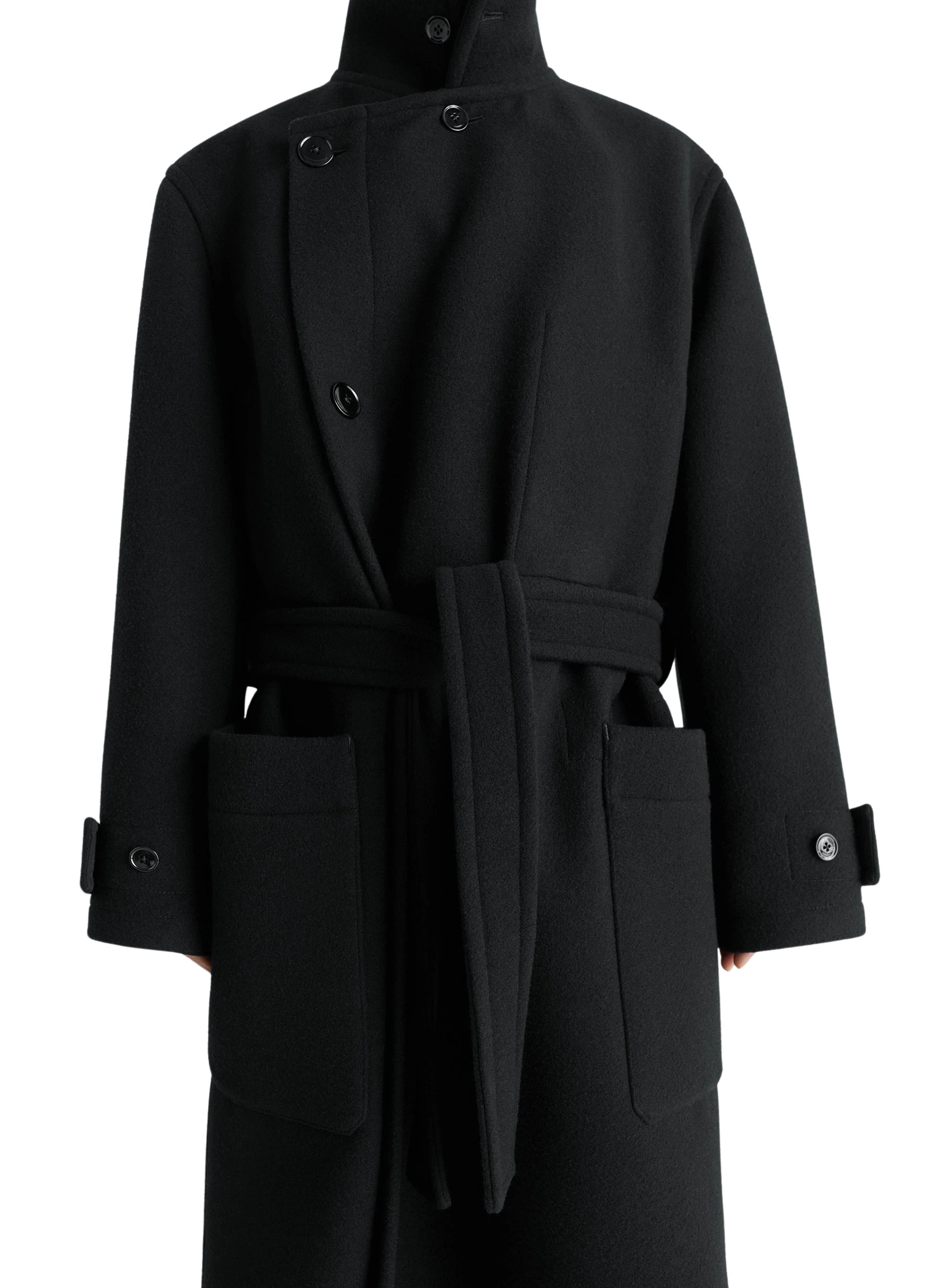Lemaire Wrap Coat in Wool - Coats - Parisian Minimalist Luxury at Luxury Shoes 