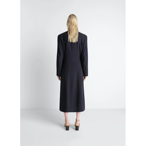 Lemaire Wrap Over Coat in Wool Crepe - Coats - Parisian Minimalist Luxury at Luxury Shoes 