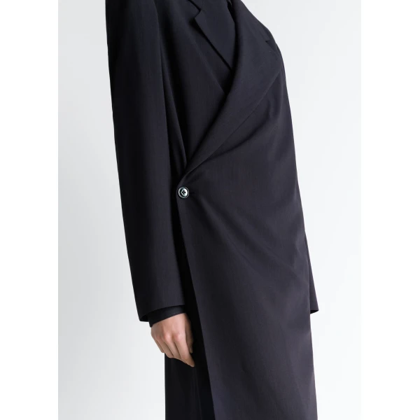 Lemaire Wrap Over Coat in Wool Crepe - Coats - Parisian Minimalist Luxury at Luxury Shoes 