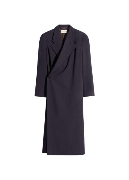 Lemaire Wrap Over Coat in Wool Crepe - Coats - Parisian Minimalist Luxury at Luxury Shoes 
