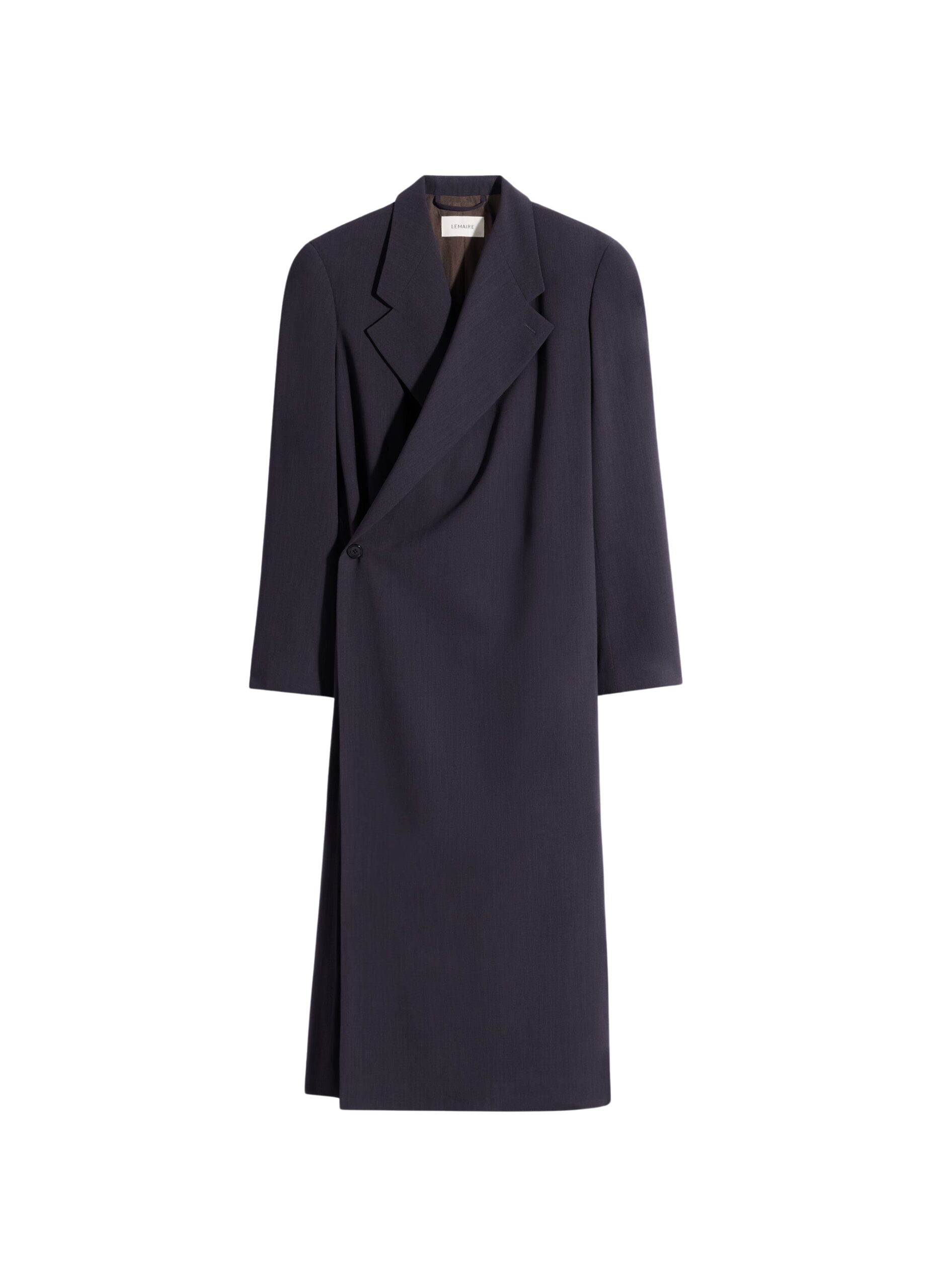 Lemaire Wrap Over Coat in Wool Crepe - Coats - Parisian Minimalist Luxury at Luxury Shoes 