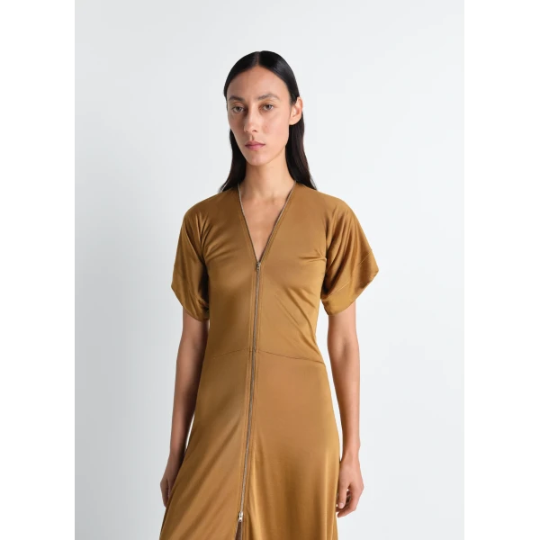Lemaire Zip Dress in Viscose Cotton Jersey - Dresses - Parisian Minimalist Luxury at Luxury Shoes 