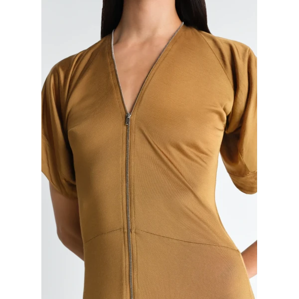 Lemaire Zip Dress in Viscose Cotton Jersey - Dresses - Parisian Minimalist Luxury at Luxury Shoes 