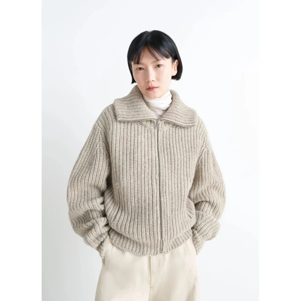 Lemaire Zipped Cardigan in Yak Alpaca - Knitwear - Parisian Minimalist Luxury at Luxury Shoes 