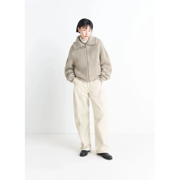 Lemaire Zipped Cardigan in Yak Alpaca - Knitwear - Parisian Minimalist Luxury at Luxury Shoes 