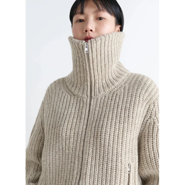 Lemaire Zipped Cardigan in Yak Alpaca - Knitwear - Parisian Minimalist Luxury at Luxury Shoes 