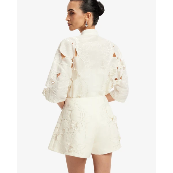 Leo Lin Brooklyn Appliqué Bow Puff Sleeve Top - Leo Lin Dress - Australian Luxury Fashion - Shop at Luxury Shoes 