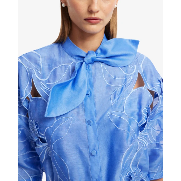 Leo Lin Brooklyn Appliqué Bow Puff Sleeve Top - Leo Lin Dress - Australian Luxury Fashion - Shop at Luxury Shoes 