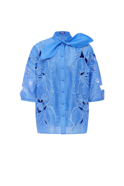 Leo Lin Brooklyn Appliqué Bow Puff Sleeve Top - Leo Lin Dress - Australian Luxury Fashion - Shop at Luxury Shoes 