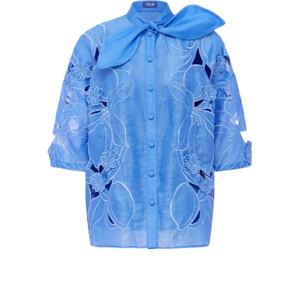 Leo Lin Brooklyn Appliqué Bow Puff Sleeve Top - Leo Lin Dress - Australian Luxury Fashion - Shop at Luxury Shoes 