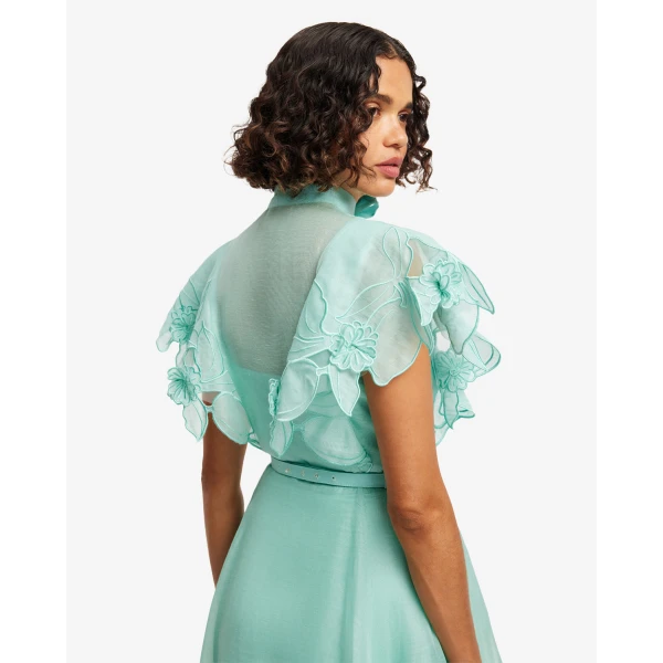 Leo Lin Elsie Appliqué Flutter Sleeve Maxi Dress - Leo Lin Dress - Australian Luxury Fashion - Shop at Luxury Shoes 