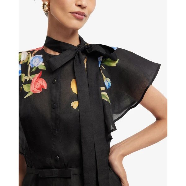 Leo Lin Elsie Flutter Sleeve Midi Dress - Leo Lin Dress - Australian Luxury Fashion - Shop at Luxury Shoes 