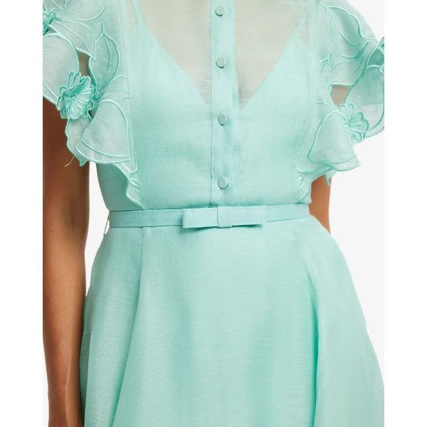 Leo Lin Elsie Appliqué Flutter Sleeve Maxi Dress - Leo Lin Dress - Australian Luxury Fashion - Shop at Luxury Shoes 