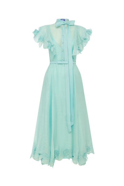 Leo Lin Elsie Appliqué Flutter Sleeve Maxi Dress - Leo Lin Dress - Australian Luxury Fashion - Shop at Luxury Shoes 