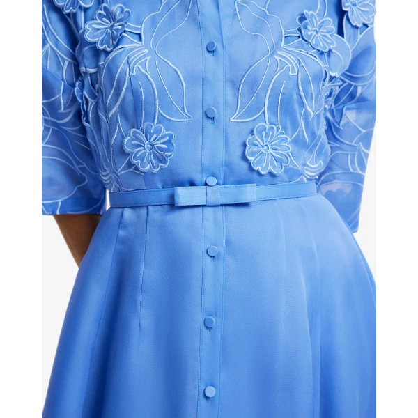 Leo Lin Junia Appliqué Puff Sleeve Silk Gown - Leo Lin Dress - Australian Luxury Fashion - Shop at Luxury Shoes 