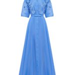 Leo Lin Junia Appliqué Puff Sleeve Silk Gown - Leo Lin Dress - Australian Luxury Fashion - Shop at Luxury Shoes 