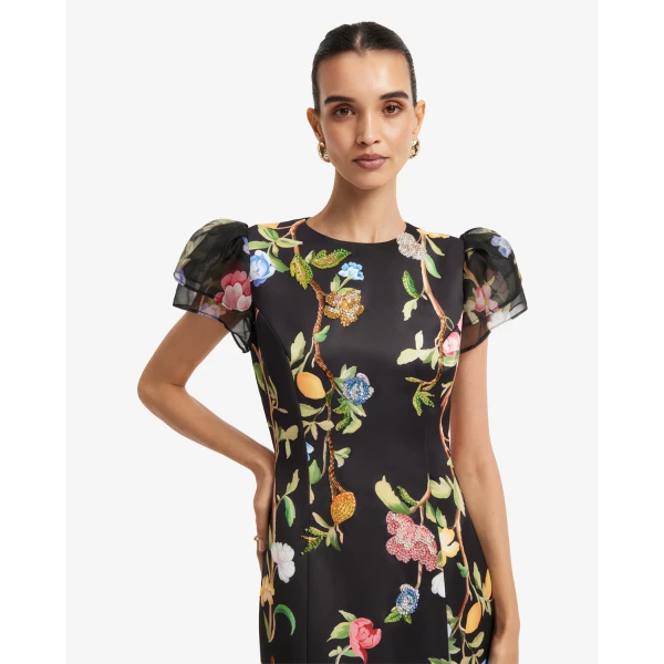 Leo Lin Sofia Embellished Puff Sleeve Maxi Dress - Leo Lin Dress - Australian Luxury Fashion - Shop at Luxury Shoes 