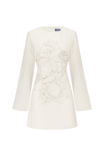 Leo Lin Suzanne Appliqué Bell Sleeve Mini Dress - Leo Lin Dress - Australian Luxury Fashion - Shop at Luxury Shoes 