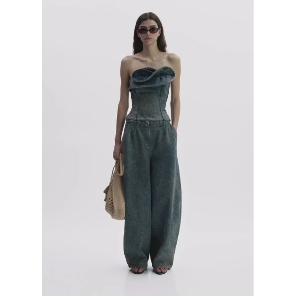 Magda Butrym Balloon Denim Pants In Vintage Blue