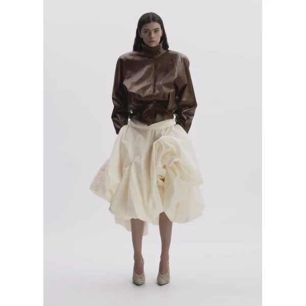 Magda Butrym Belted Leather Jacket In Vintage Brown