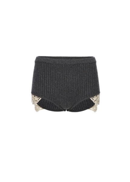 Magda Butrym Cashmere crochet-trim shorts in grey