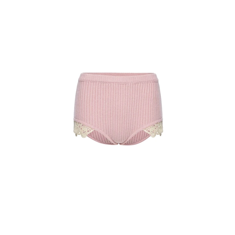 Magda Butrym Cashmere crochet-trim shorts in light pink