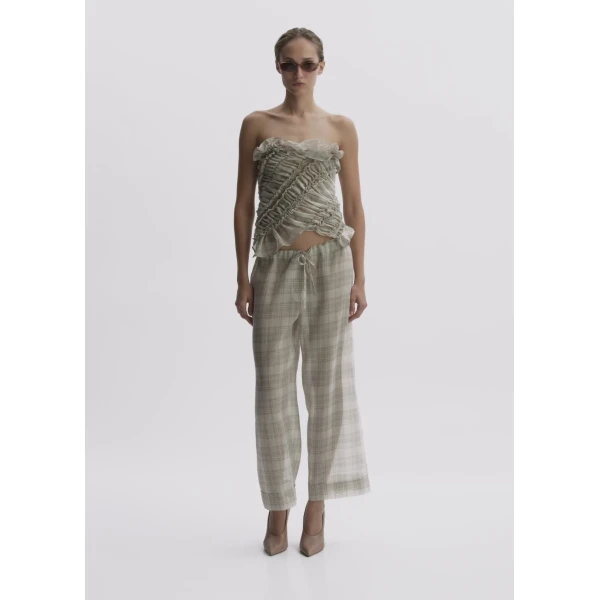 Magda Butrym Checked Drawstring Culotte Trousers In Cream