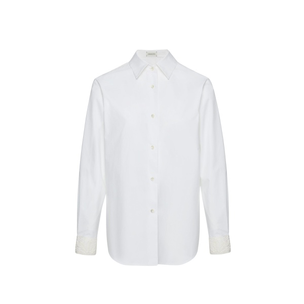 Magda Butrym Classic shirt with crochet detailing in white