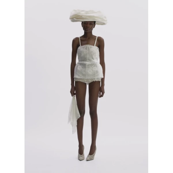 Magda Butrym Crochet-Overlay Corset In White