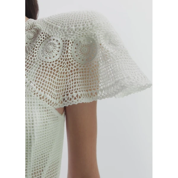 Magda Butrym Crochet Peplum Top In White