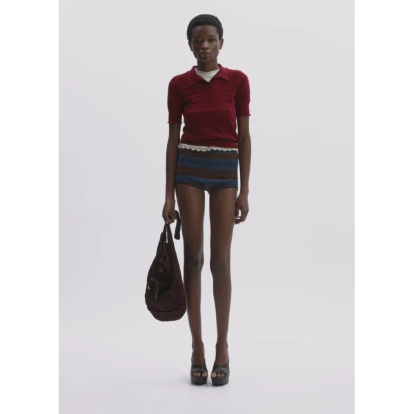 Magda Butrym Crochet Shorts In Blue And Brown