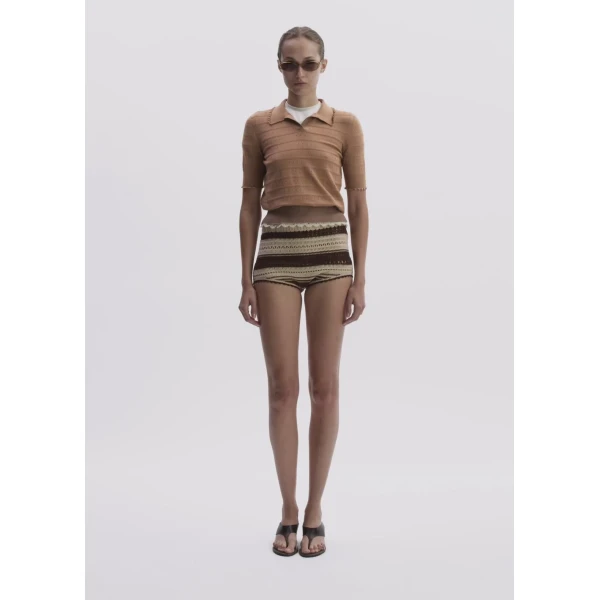 Magda Butrym Crochet Shorts In Cream And Brown