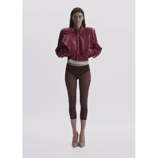Magda Butrym Cropped Leather Bomber Jacket In Cherry Red