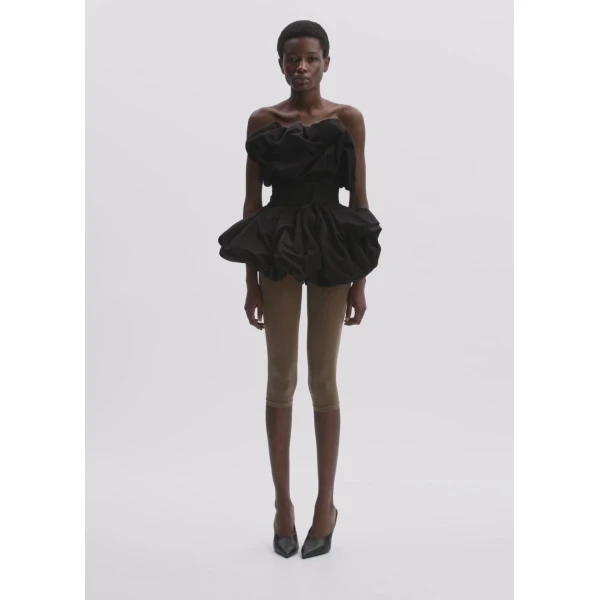 Magda Butrym Draped Bubble-Hem Blouse In Black