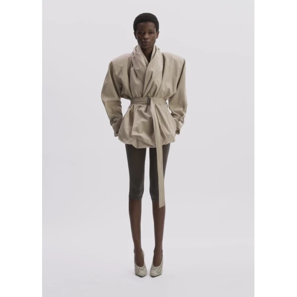 Magda Butrym Draped Collar Cotton Jacket In Beige