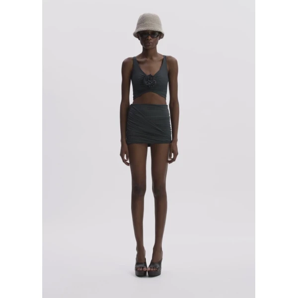 Magda Butrym Draped Mini Swim Skirt In Grey