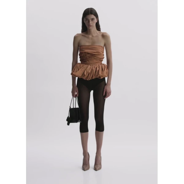 Magda Butrym Draped Peplum Corset In Brown