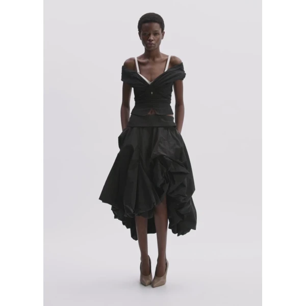 Magda Butrym Draped Skirt With Sculptural Volume In Black