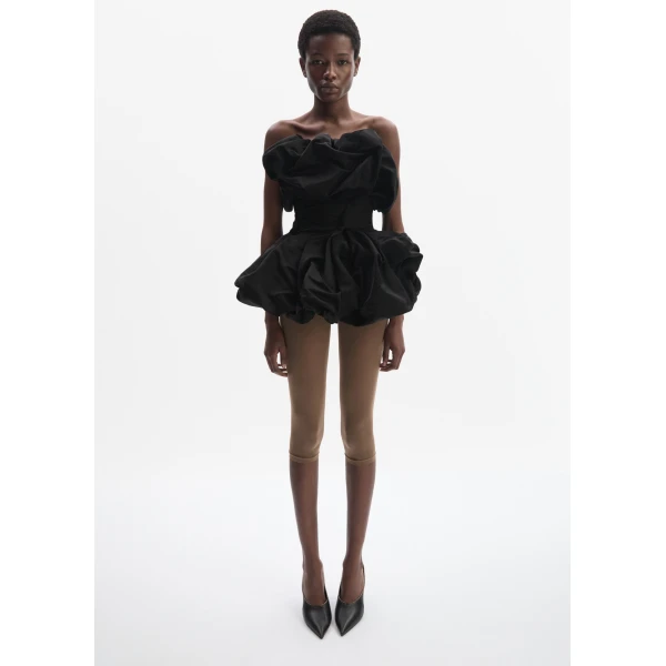 Magda Butrym Draped bubble-hem blouse in black, view 3