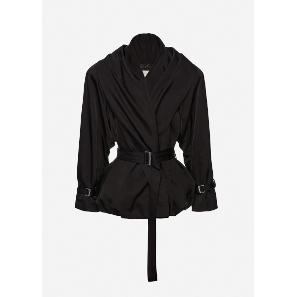 Magda Butrym Draped collar cotton and silk jacket in black