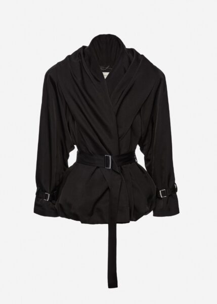 Magda Butrym Draped collar cotton and silk jacket in black