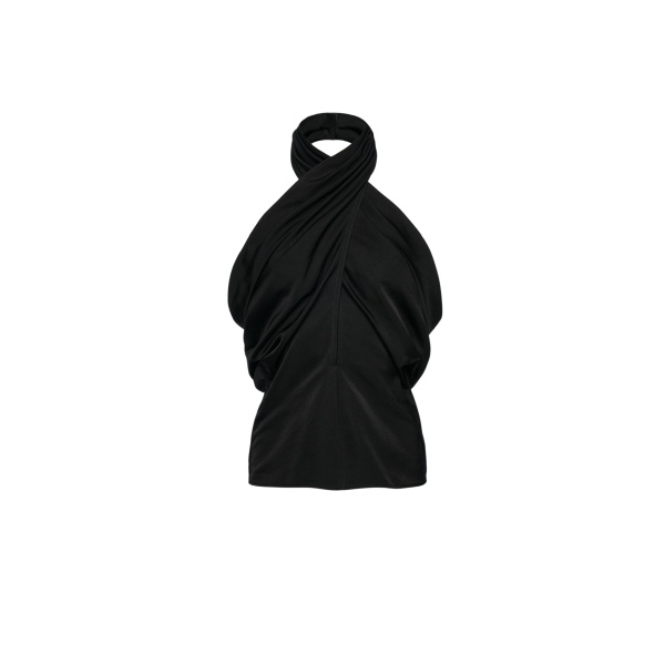Magda Butrym Draped halterneck cotton and silk blouse in black