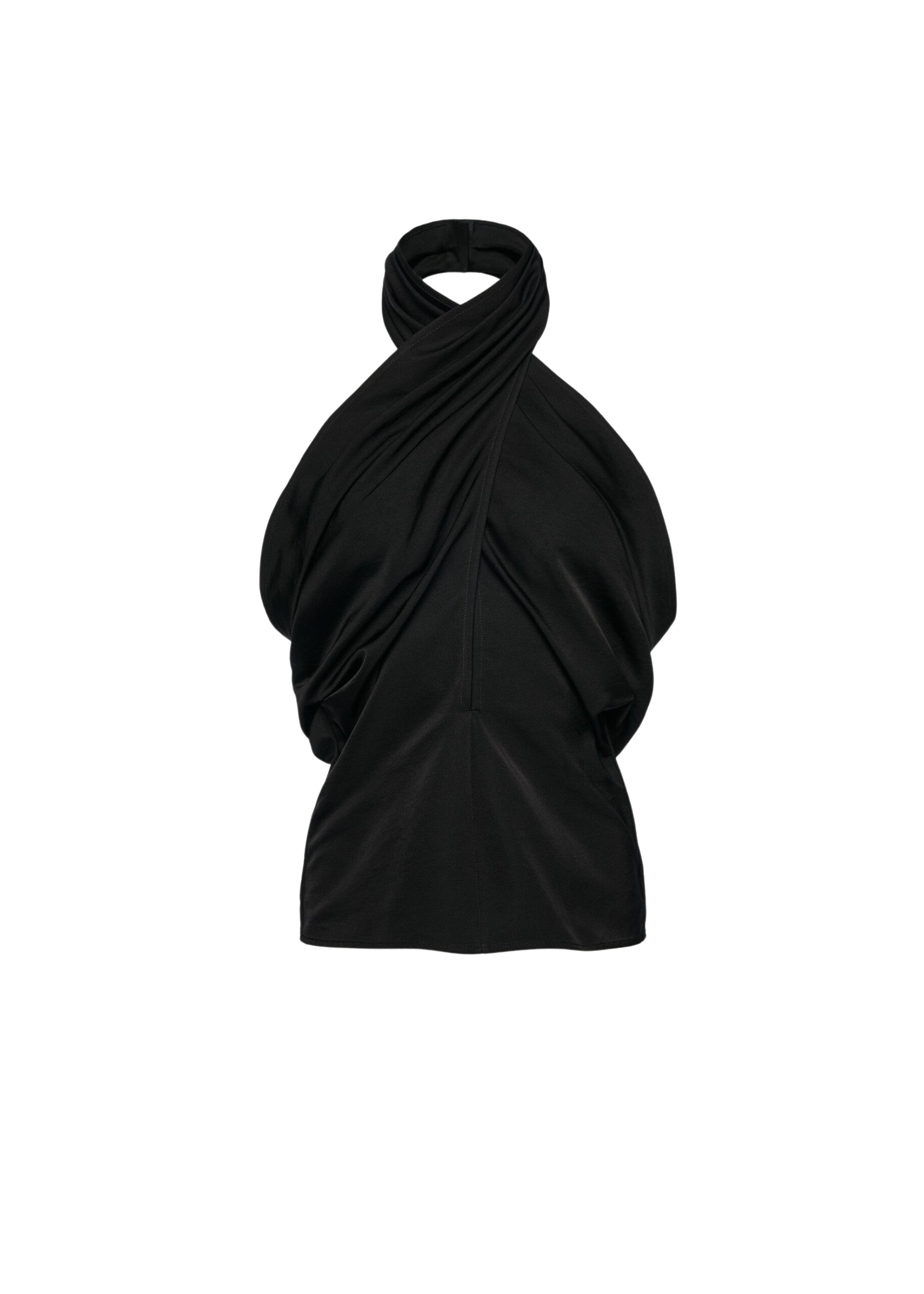 Magda Butrym Draped halterneck cotton and silk blouse in black