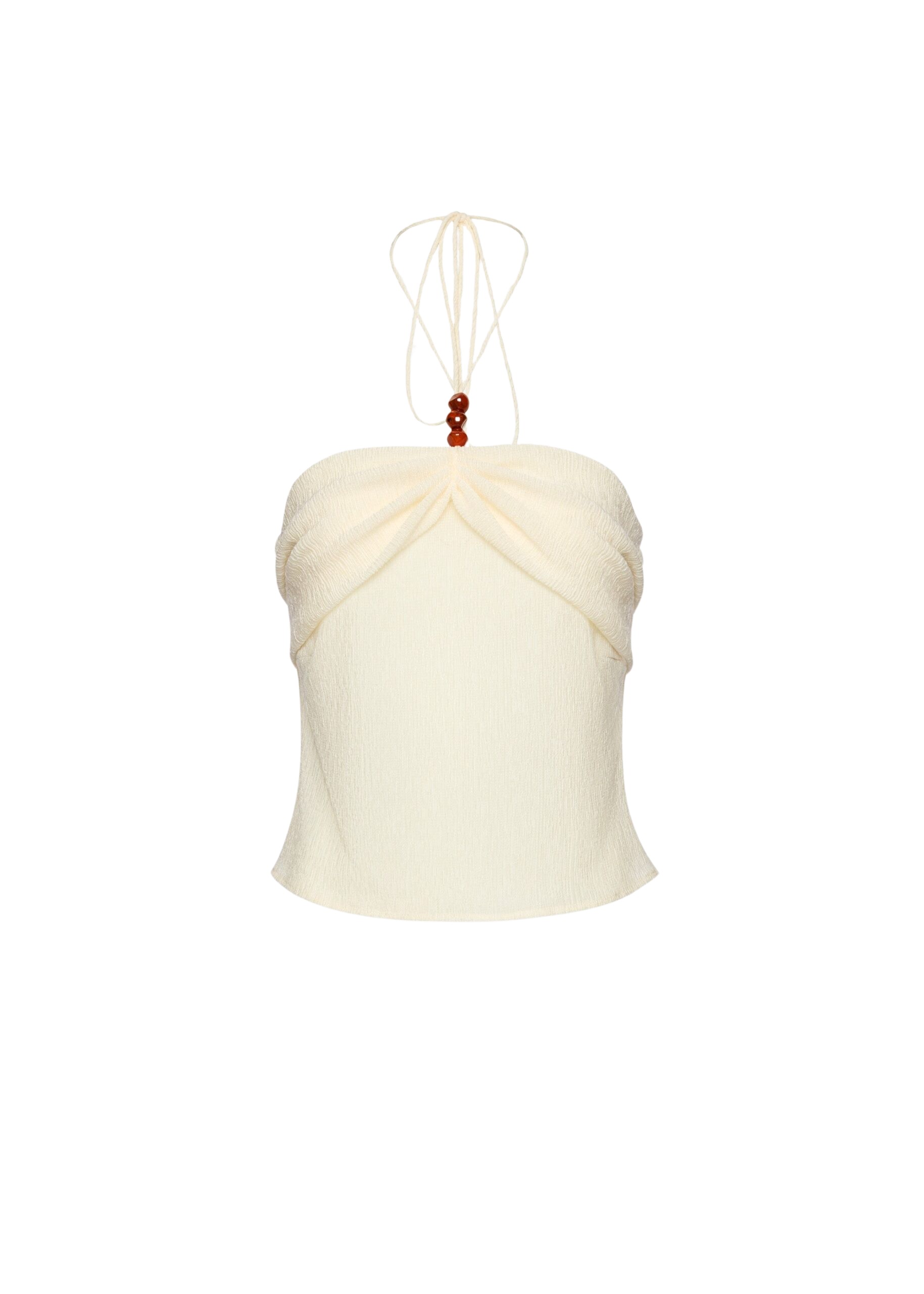 Magda Butrym Draped halterneck top with beads in cream