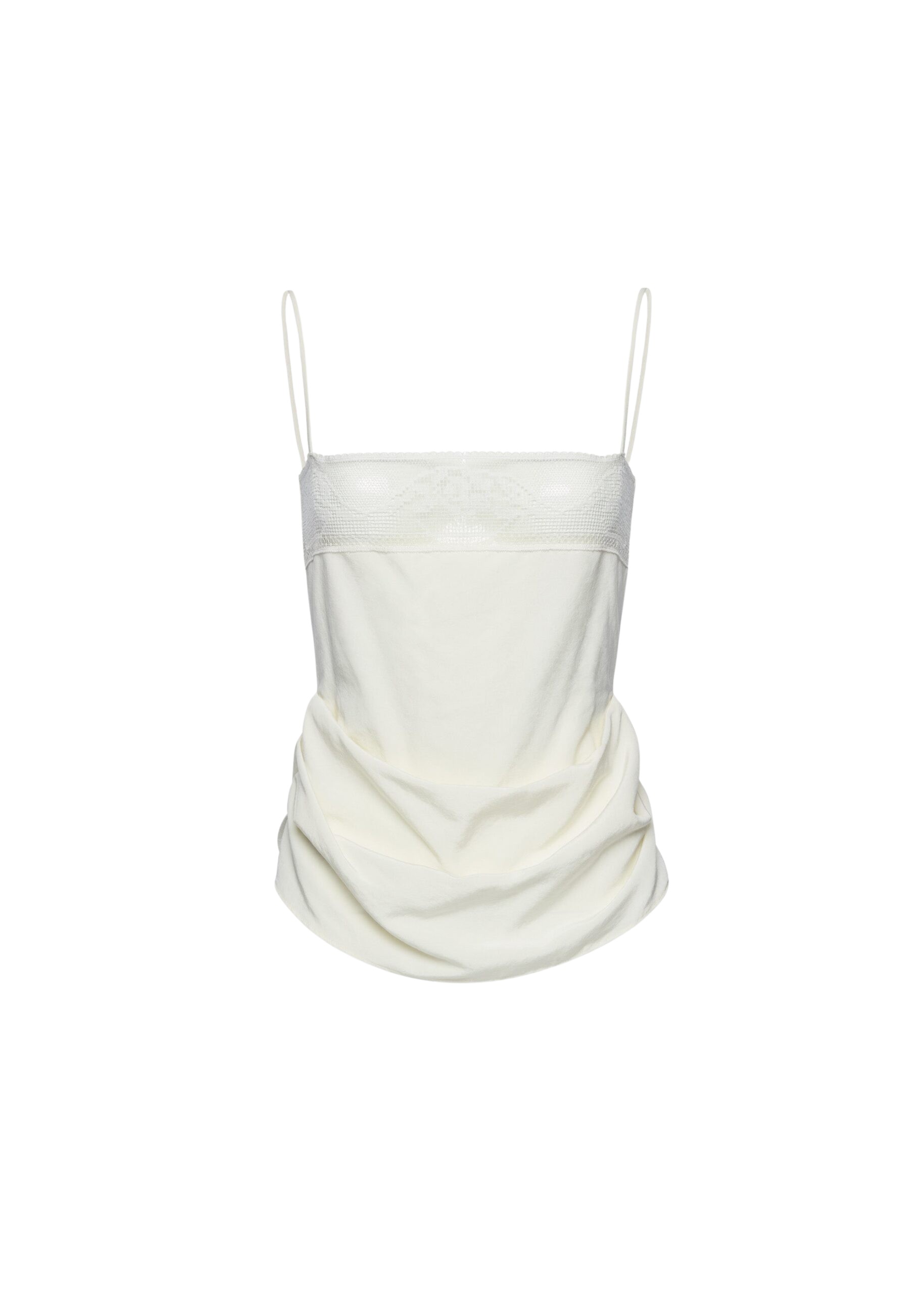 Magda Butrym Draped silk lace-trim top in cream