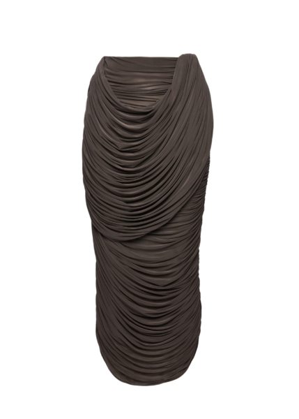 Magda Butrym Draped silk midi skirt in brown