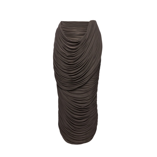 Magda Butrym Draped silk midi skirt in brown