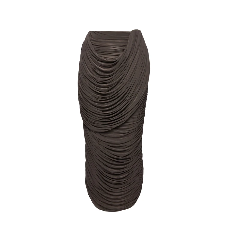 Magda Butrym Draped silk midi skirt in brown